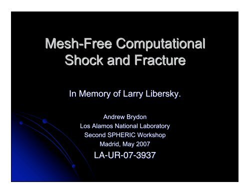 Mesh-Free Computational Shock and Fracture