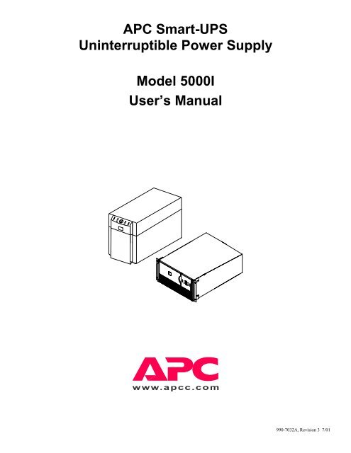 APC Smart-UPS 5000 User Manual - ExcessUPS