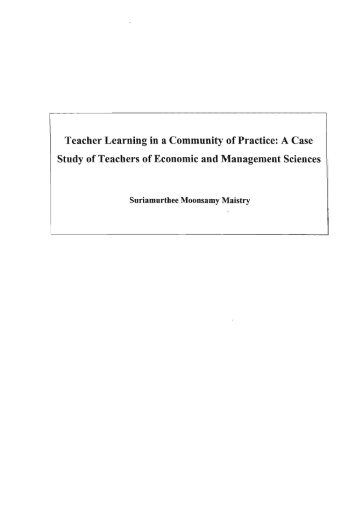 Teacher Learning in a Community of Practice: A Case Study of ...