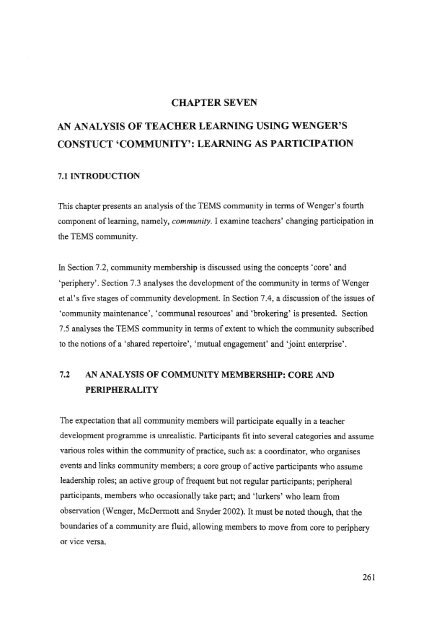 Teacher Learning in a Community of Practice: A Case Study of ...