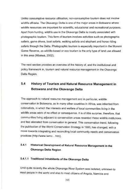 the role of tourism in natural resource management in the okavango ...