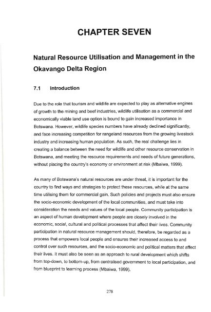 the role of tourism in natural resource management in the okavango ...