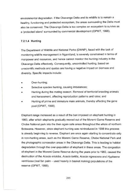 the role of tourism in natural resource management in the okavango ...