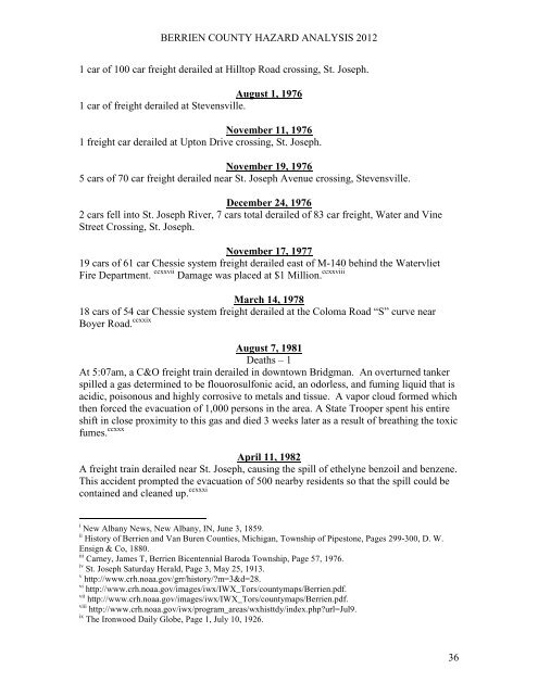 Historical Disasters - Berrien County