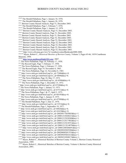 Historical Disasters - Berrien County