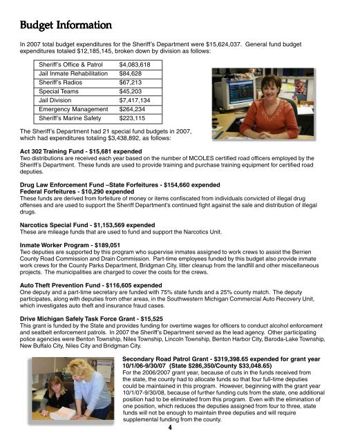 2007 ANNU 2007 ANNUAL REPORT AL REPORT - Berrien County