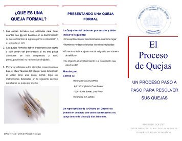 El Proceso de Quejas - Riverside County Department of Public ...