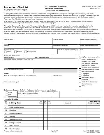 HQS Inspection Checklist - HUD