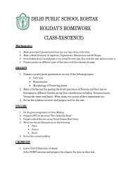 Class 11th Science Holidays' Homework - Delhi Public School Rohtak