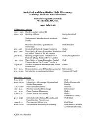 Analytical and Quantitative Light Microscopy 2012 Schedule