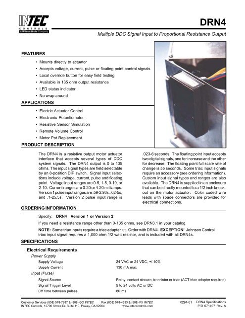 Intec Controls Power DRN4 - INTEC Controls
