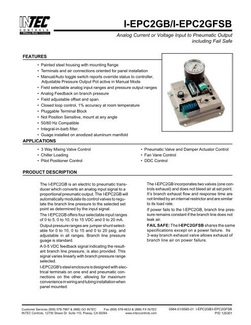 Intec Controls Power I-EPC2GB/I-EPC2GFSB - INTEC Controls