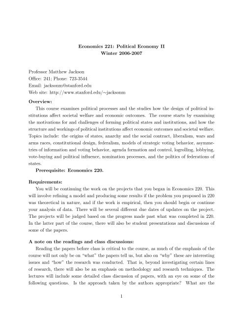 Download Econ 221 syllabus win07.pdf - Economics