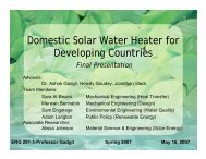 Domestic Solar Water Heater for Developing Countries