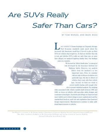 Are SUVs Really Safer Than Cars? - Environmental Energy ...