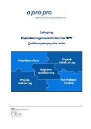 Lehrgang Projektmanagement-Fachmann GPM - apropro