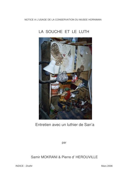 LA SOUCHE ET LE LUTH Entretien avec un luthier de San'a