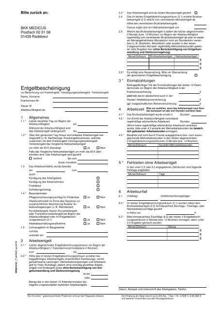Entgeltbescheinigung - BKK Medicus