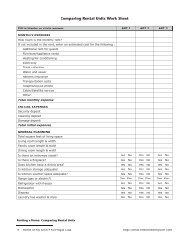 Comparing Rental Units Work Sheet - Home of My Own