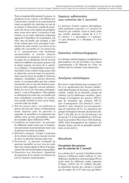 Vol. 35 – 2009 - Ecologia Mediterranea - Université d'Avignon et des ...