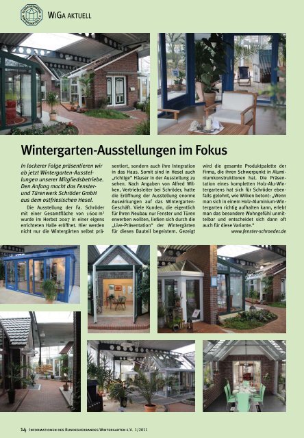 WIGA AKTUELL - Bundesverband Wintergarten eV