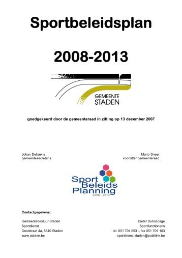 Sportbeleidsplan 2008-2013 - Gemeente Staden