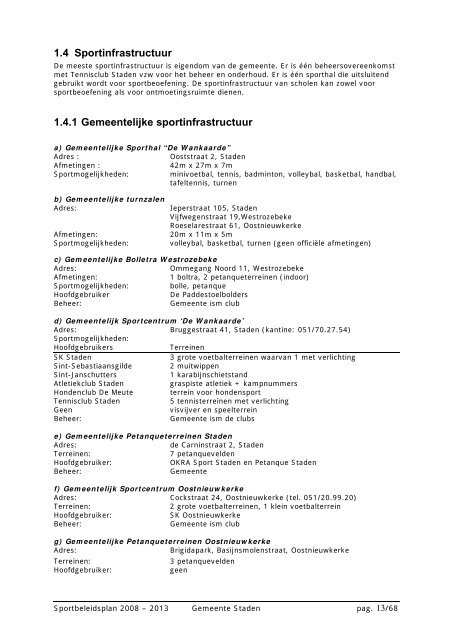 Sportbeleidsplan 2008-2013 - Gemeente Staden