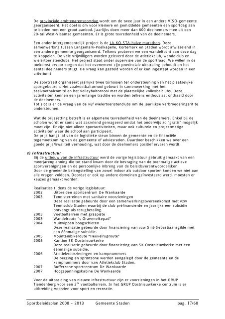 Sportbeleidsplan 2008-2013 - Gemeente Staden