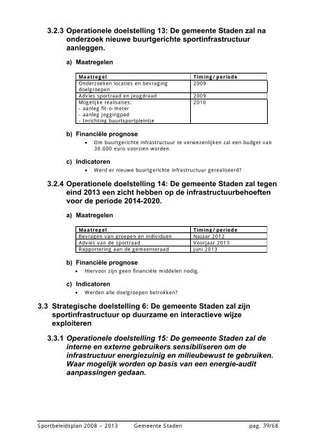 Sportbeleidsplan 2008-2013 - Gemeente Staden