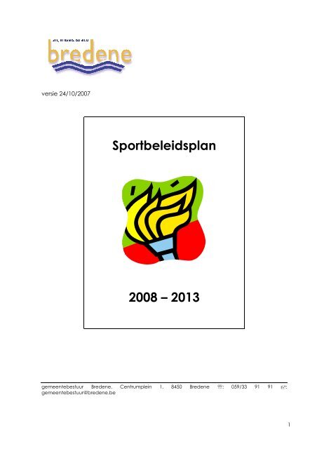 Sportbeleidsplan 2008 – 2013