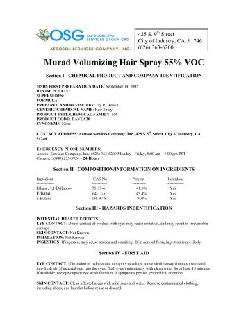 Murad Volumizing Hair Spray 55% VOC