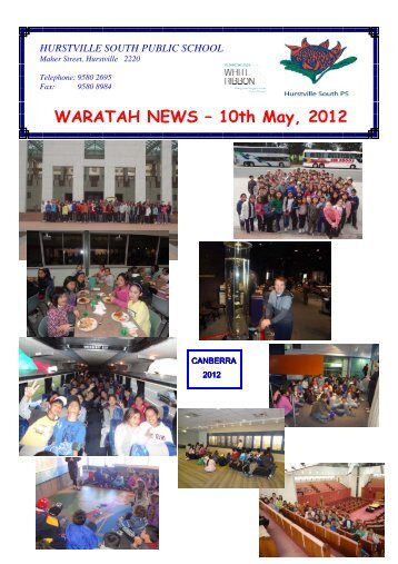WARATAH NEWS 10 MAY 2012 - Hurstville South Public School