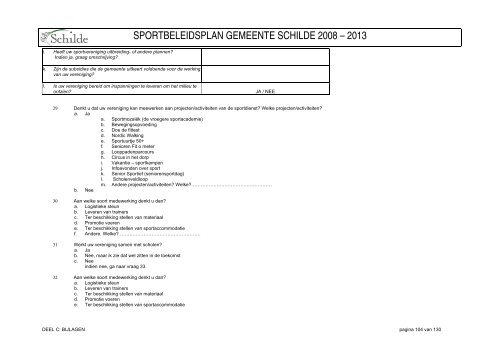 SPORTBELEIDSPLAN GEMEENTE SCHILDE 2008 – 2013