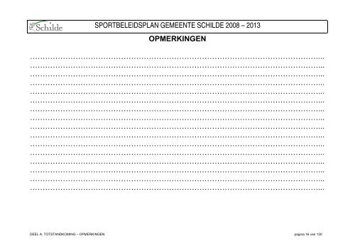 SPORTBELEIDSPLAN GEMEENTE SCHILDE 2008 – 2013