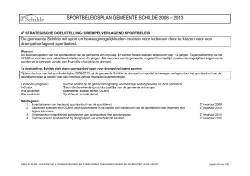 SPORTBELEIDSPLAN GEMEENTE SCHILDE 2008 – 2013