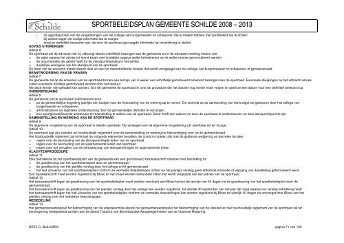 SPORTBELEIDSPLAN GEMEENTE SCHILDE 2008 – 2013