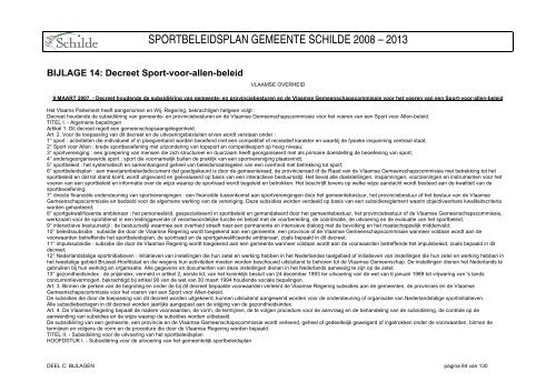 SPORTBELEIDSPLAN GEMEENTE SCHILDE 2008 – 2013