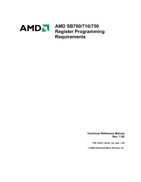 AMD SB700/710/750 Register Programming Requirements