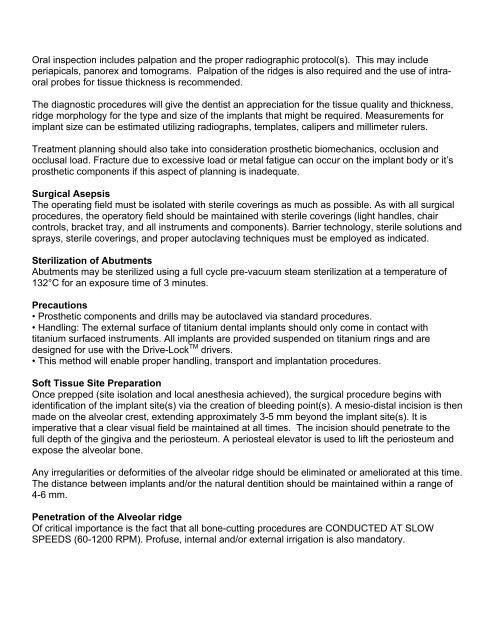 Dental Implant Instructions For Use Indications Intra-Lock® Implants ...