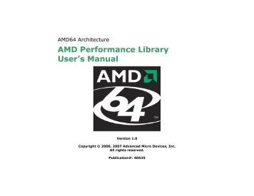 AMD Performance Library User's Manual - AMD Developer Central