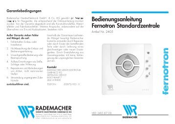 Bedienungsanleitung Fernotron Standardzentrale