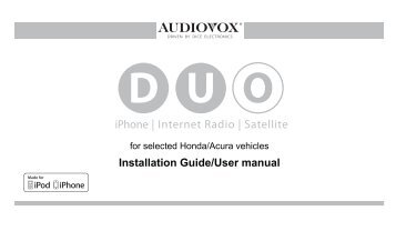 Installation Guide/User manual - Audiovox - Driven by DICE ...
