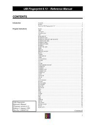 UBI Fingerprint 6.13 ? Reference Manual CONTENTS - Intermec