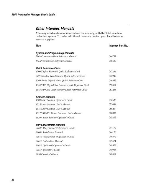 9560 Transaction Manager User's Manual - Intermec