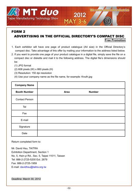 2012 MT duo Exhibitor Manual - System Maintenance