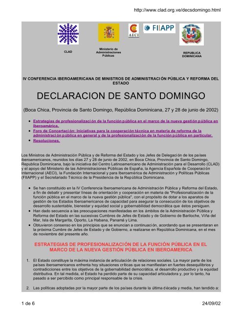 declaracion de santo domingo - del Centro de Documentación e ...