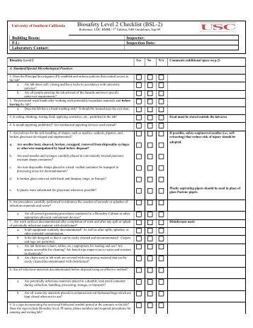 ISEF Guidelines for Biosafety Level 1 Self Assessment Checklist