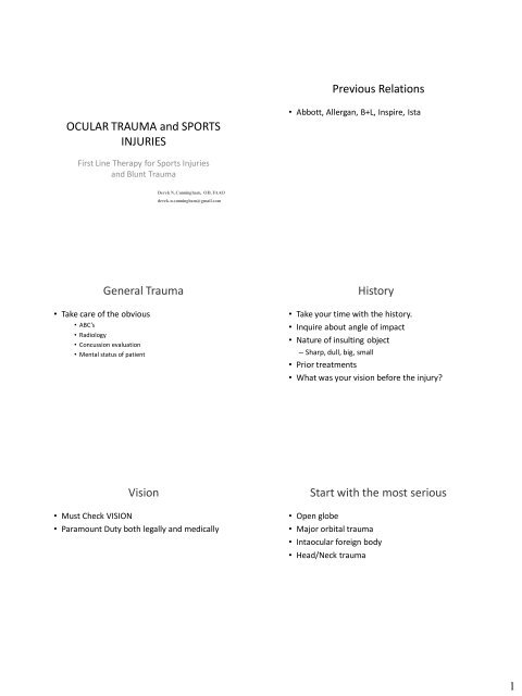 OCULAR TRAUMA - Michigan Optometric Association