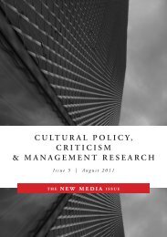 Cultural Policy, Criticism and Management Research