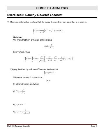 COMPLEX ANALYSIS Exercises6: Cauchy Goursat Theorem ...